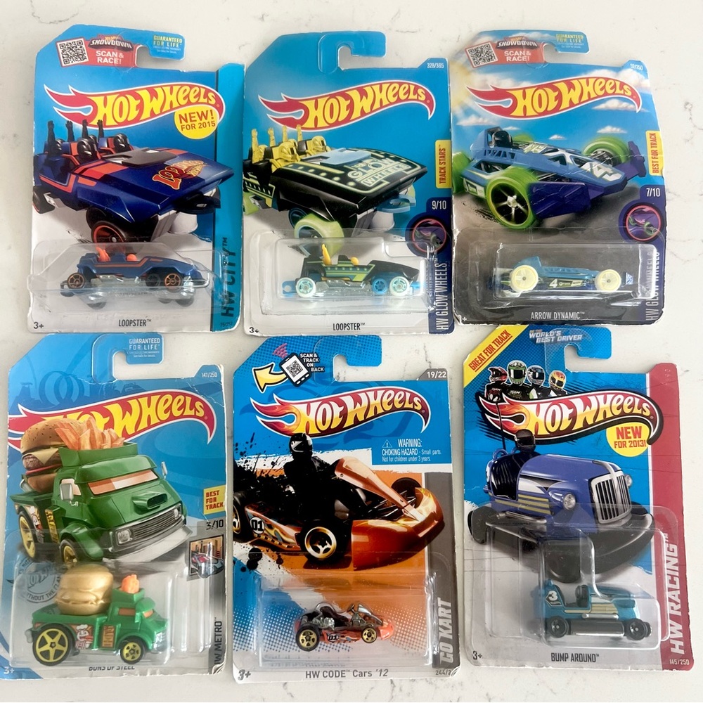 Hot Wheels Kids Toy Car Pack — Blue & Green Assorted Vehicles